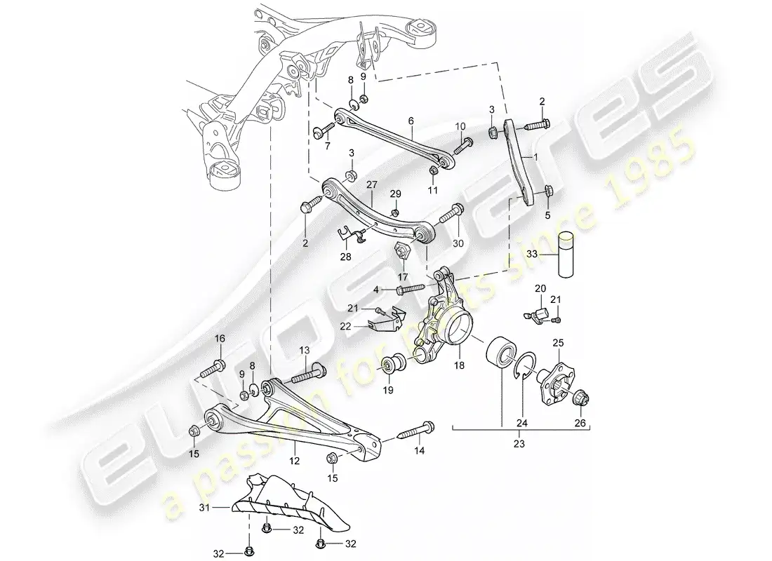 porsche 2009 (cayenne e1 9pa) eje posterior diagrama de piezas
