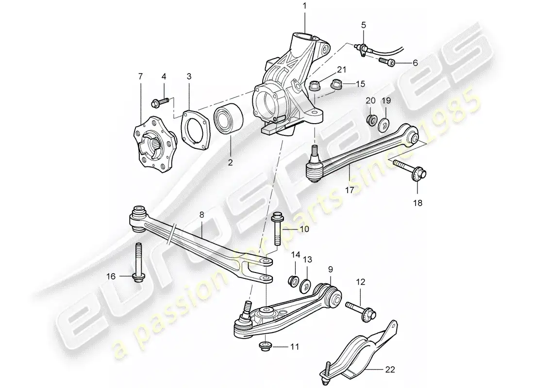 porsche 2008 (987 cayman) eje posterior diagrama de piezas