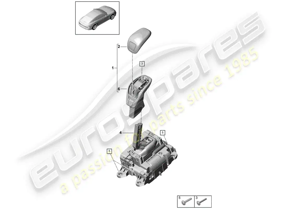 porsche 2019 (panamera 971-1) palanca selectora diagrama de piezas