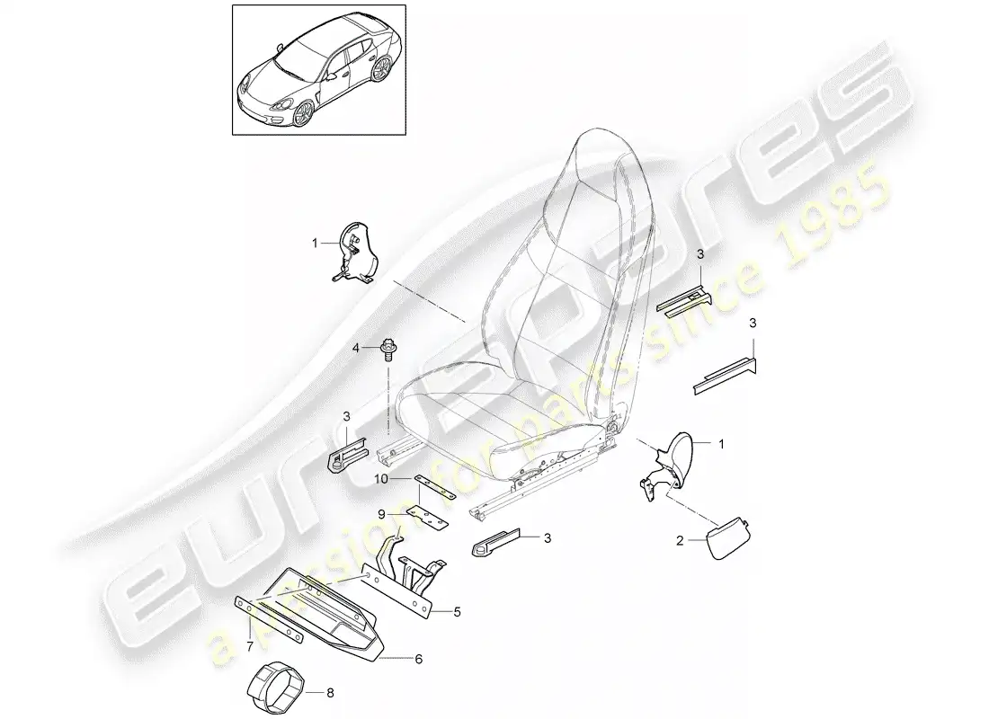 porsche 2016 (panamera 970) asiento delantero diagrama de piezas