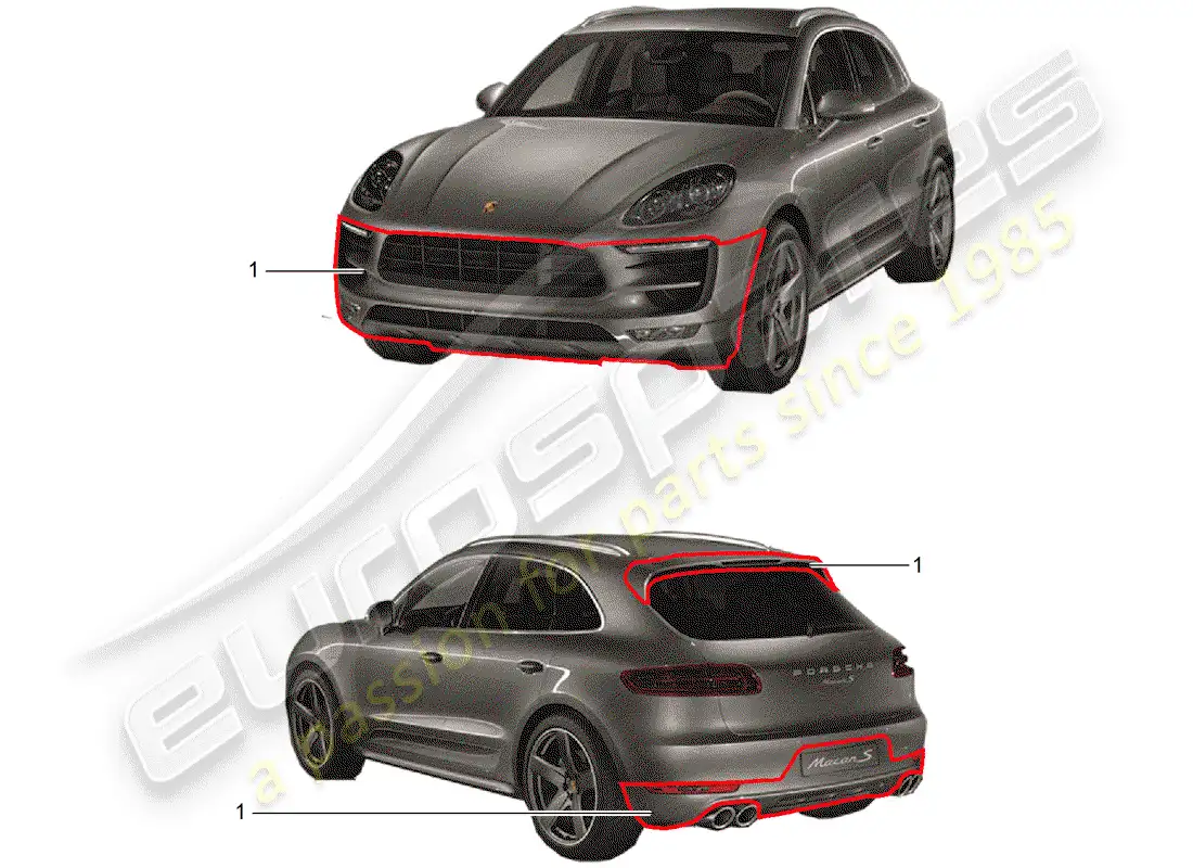 porsche 2016 (tequipment macan) paquete de diseño deportivo diagrama de piezas