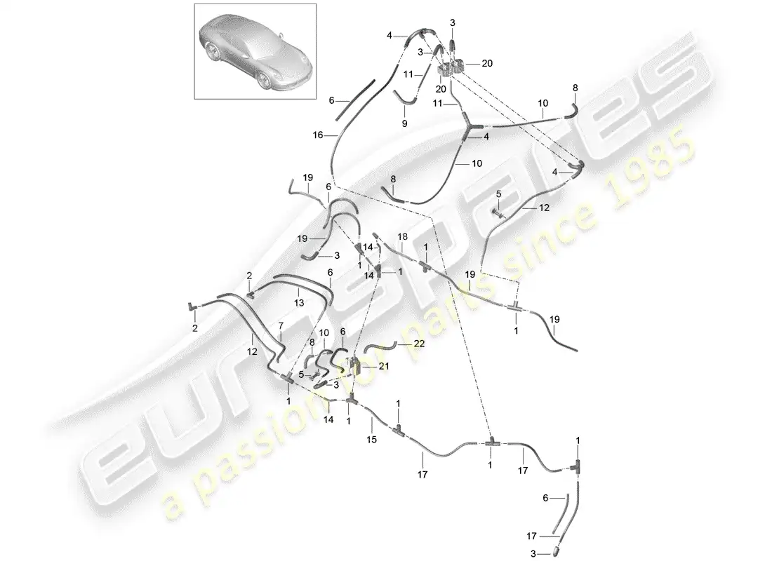 porsche 2013 (991-1) sistema de vacío diagrama de piezas