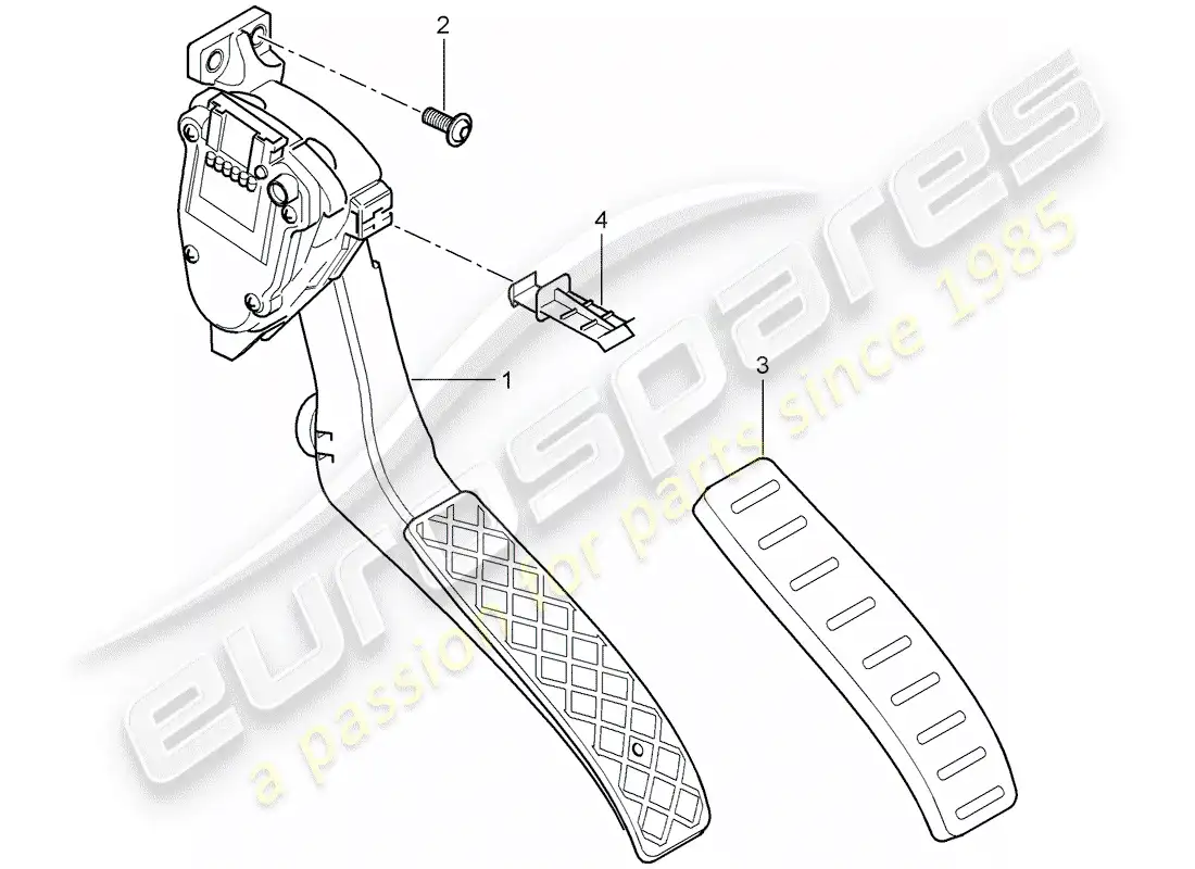 porsche 2007 (cayenne e1 9pa) pedales diagrama de piezas