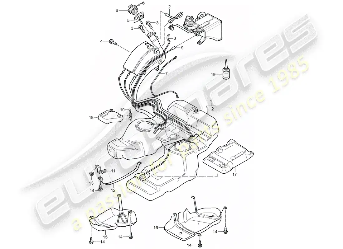 porsche 2008 (cayenne e1 9pa) fuel tank with diagrama de piezas