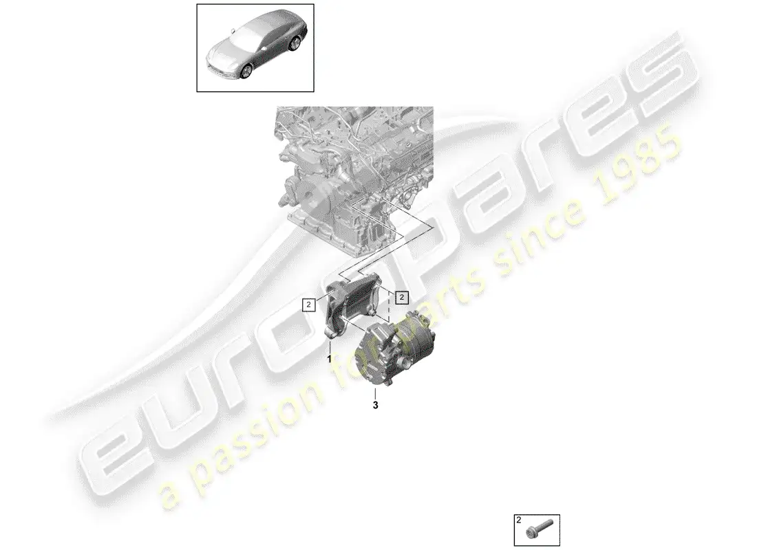 porsche 2017 (panamera 971-1) cinturón acanalado en v diagrama de piezas