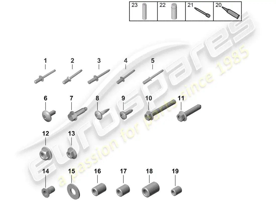 porsche 2019 (718 boxster spyder) fasteners diagrama de piezas