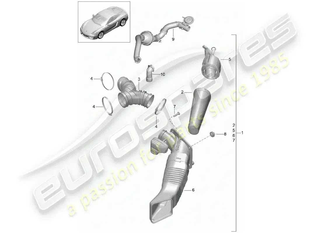 porsche 2015 (981 cayman) filtro de aire diagrama de piezas