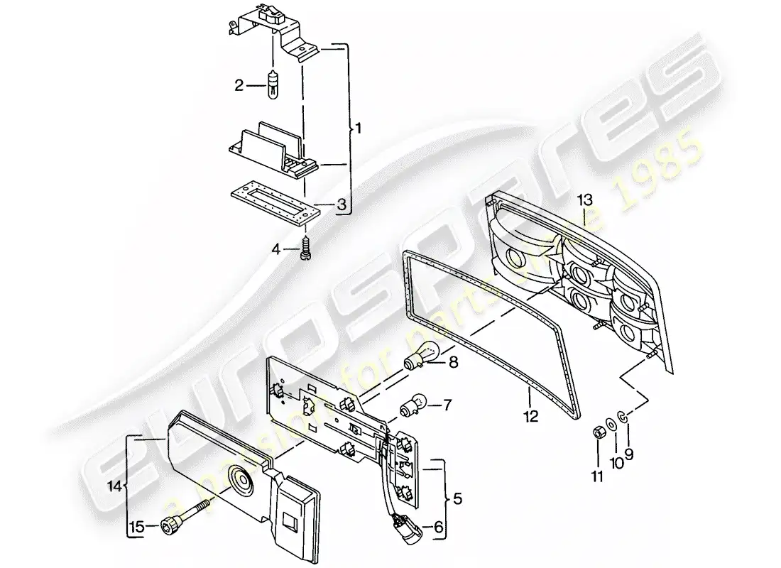 porsche 1979 (924) luz de matrícula - luz trasera diagrama de piezas