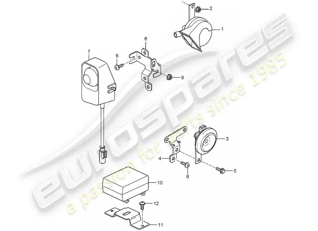 porsche 2005 (carrera gt) bocina fanfare - bocina - sistema de alarma diagrama de partes