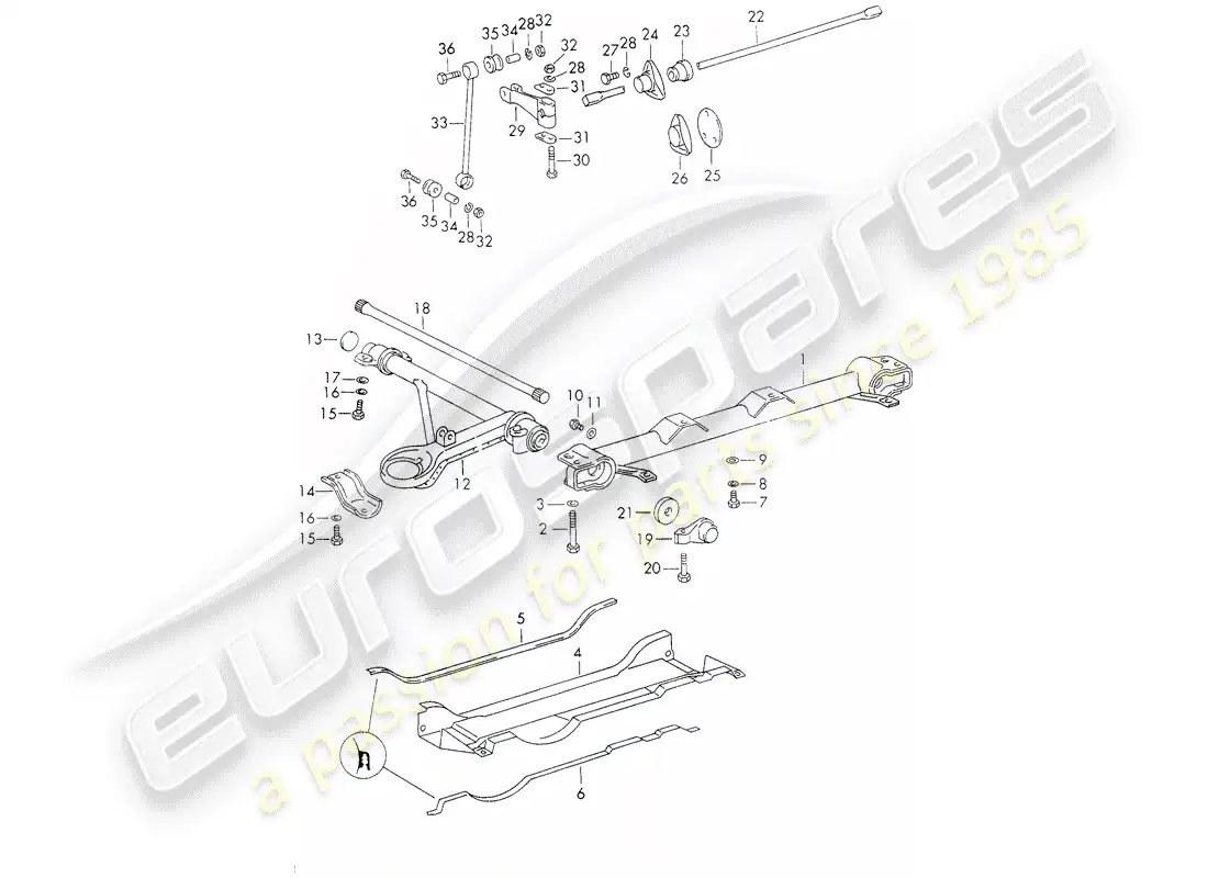 porsche 1973 (911) eje delantero - estabilizador diagrama de piezas