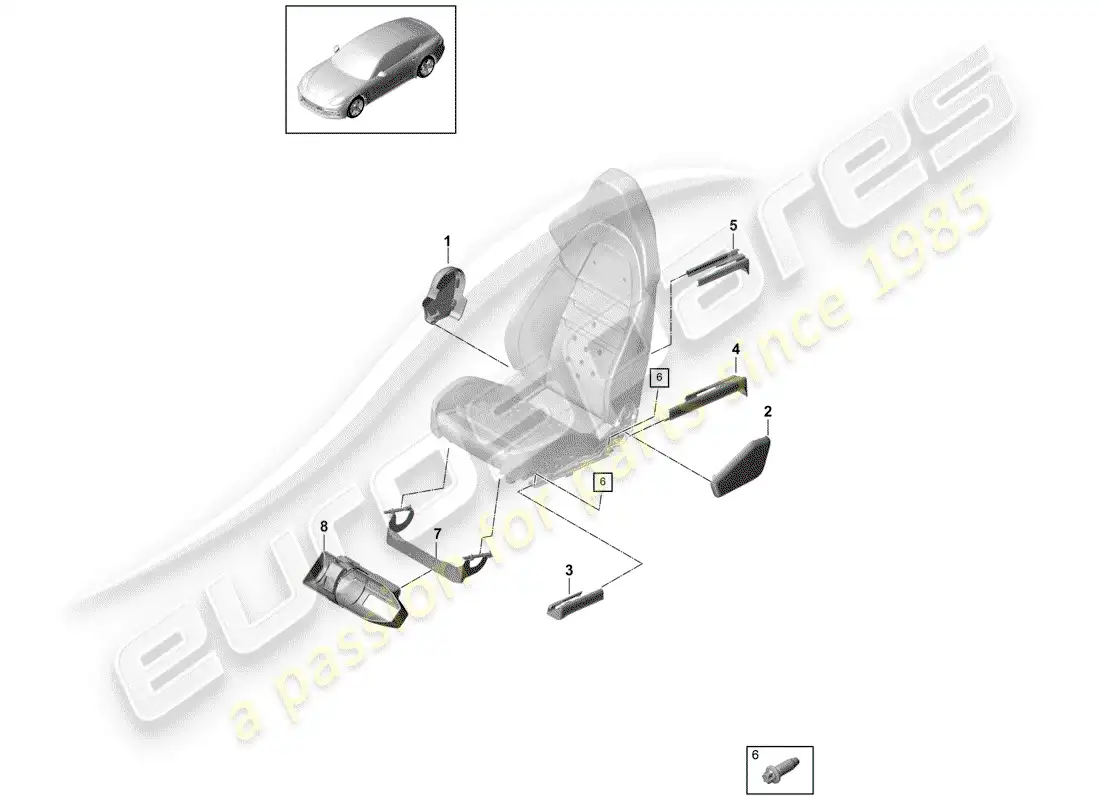 porsche 2018 (panamera 971-1) asiento diagrama de piezas