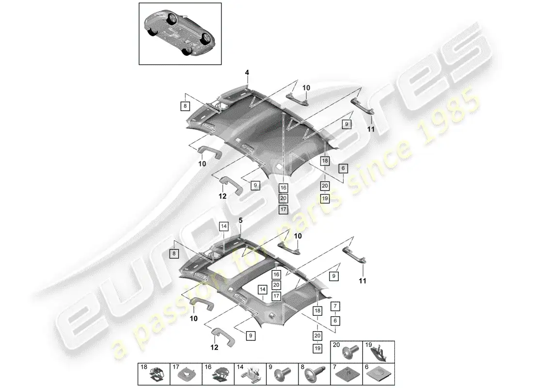 porsche 2017 (panamera 971-1) accesorios diagrama de piezas