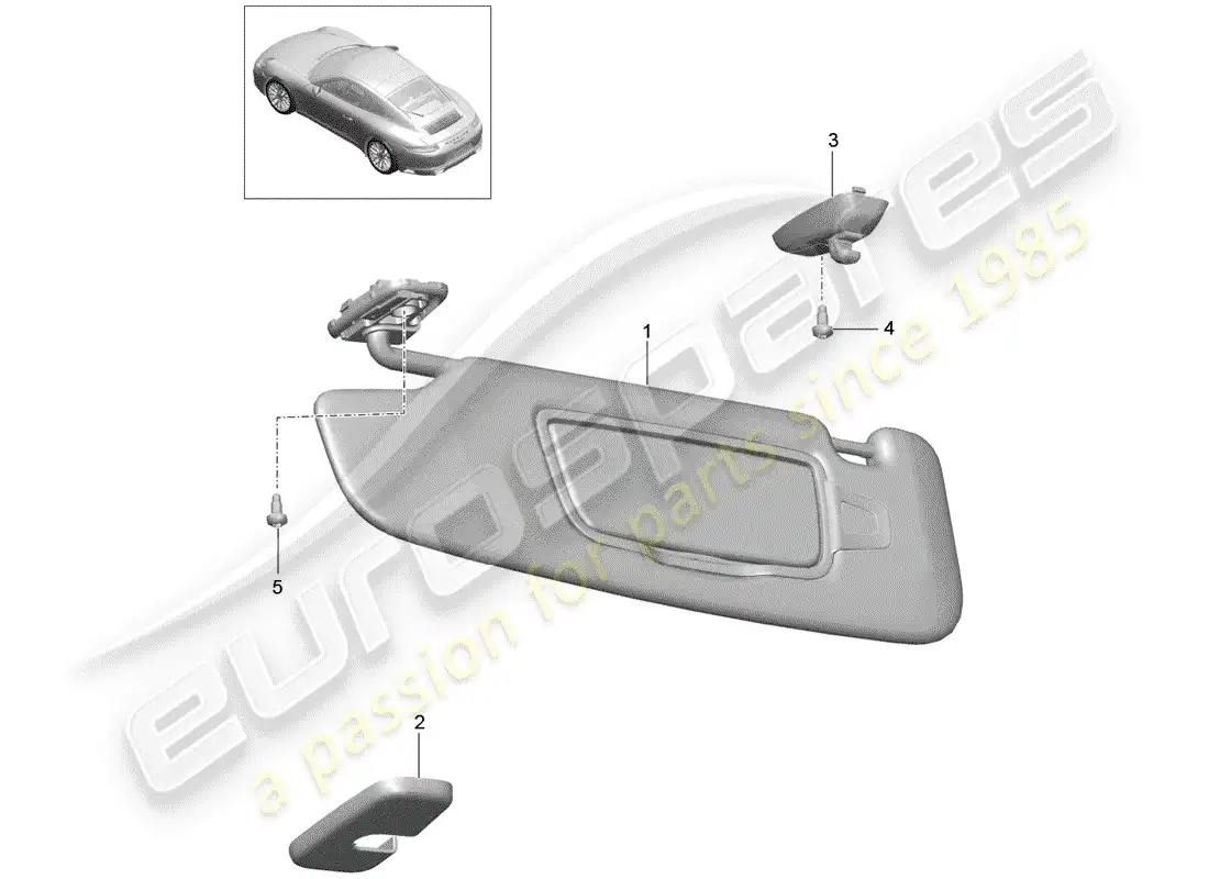 porsche 2017 (991-2) sun vizors diagrama de piezas