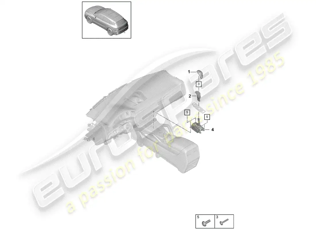 porsche 2019 (cayenne e3 9ya/9yb) palanca selectora diagrama de piezas