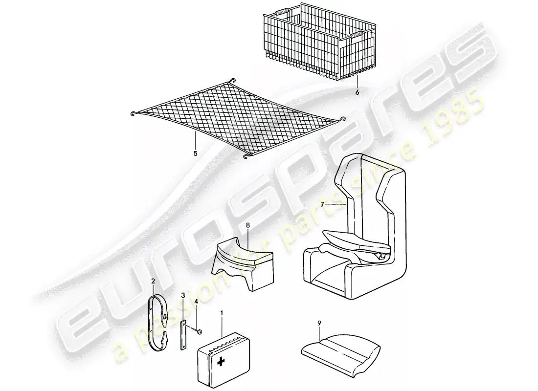 porsche 1983 (944) accesorios diagrama de piezas