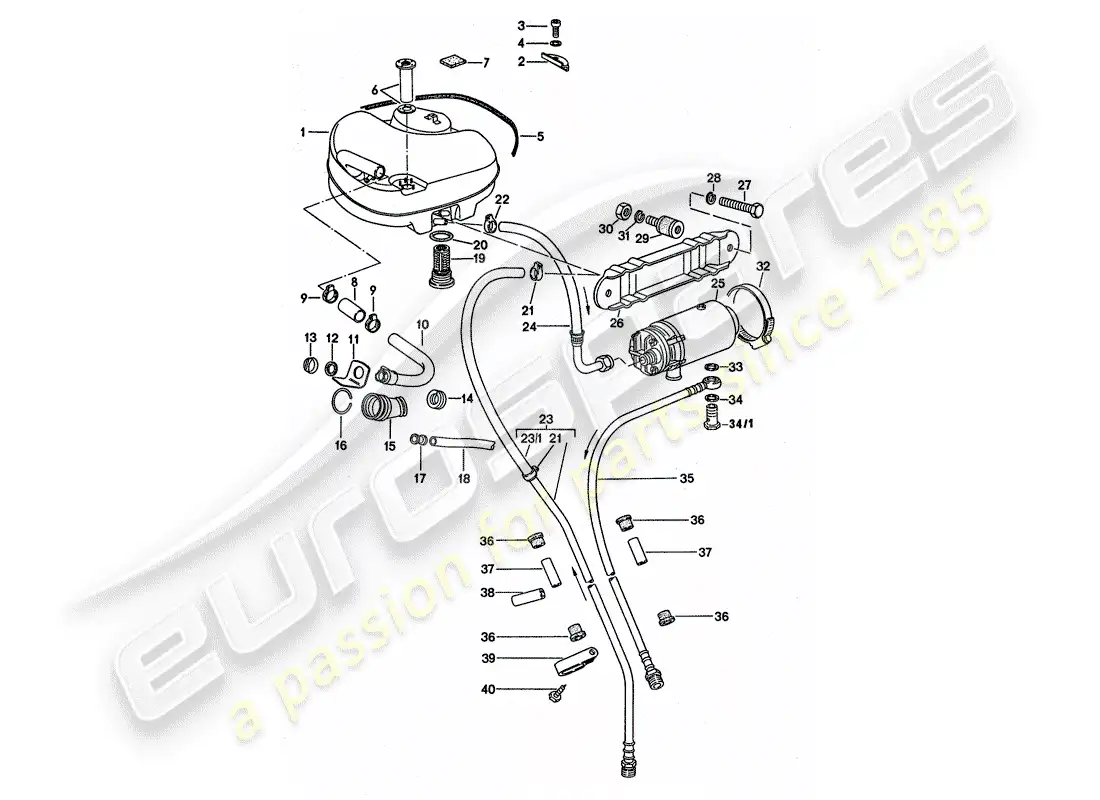 porsche 1976 (911 turbo) sistema de combustible - d - mj 1975>> - mj 1975 diagrama de piezas