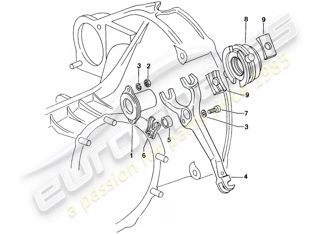 porsche 1970 (914) liberación del embrague diagrama de piezas