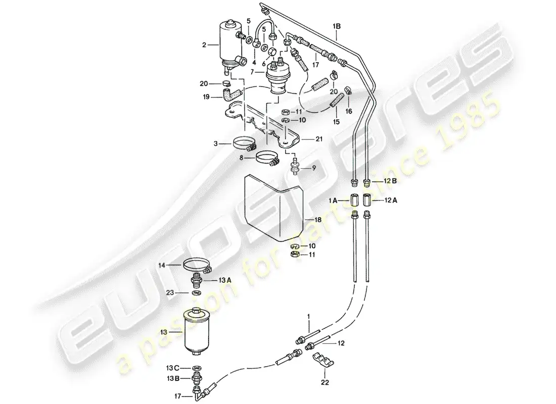 porsche 1979 (924) sistema de combustible - f >> 92-46104 800 diagrama de piezas