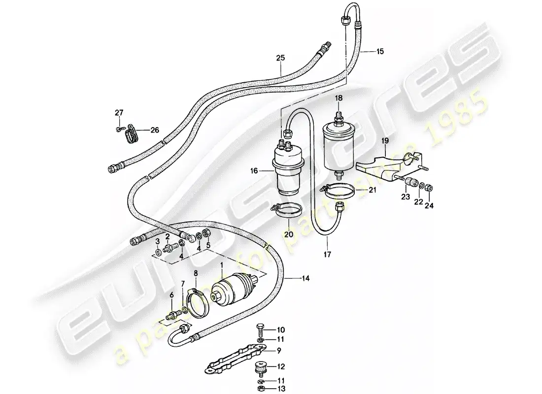 porsche 1981 (911) fuel system diagrama de piezas