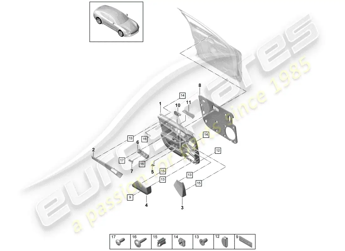 porsche 2020 (panamera 971-1) panel de la puerta diagrama de piezas