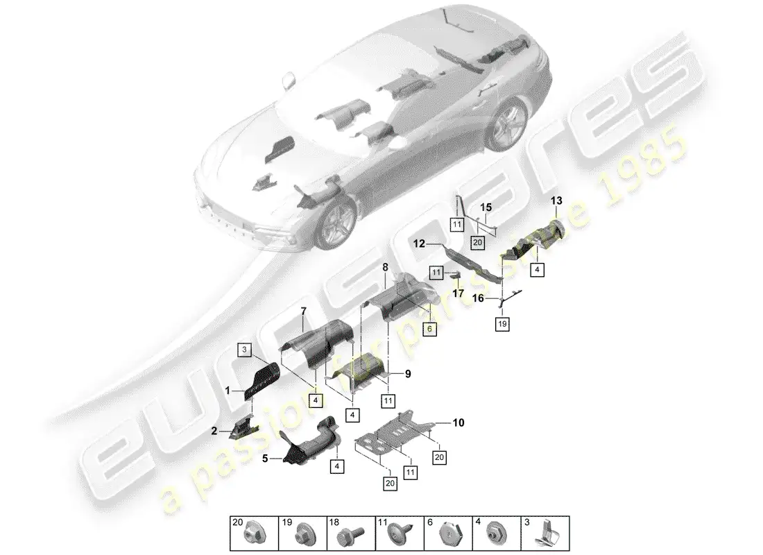 porsche 2020 (panamera 971-1) adornos diagrama de piezas