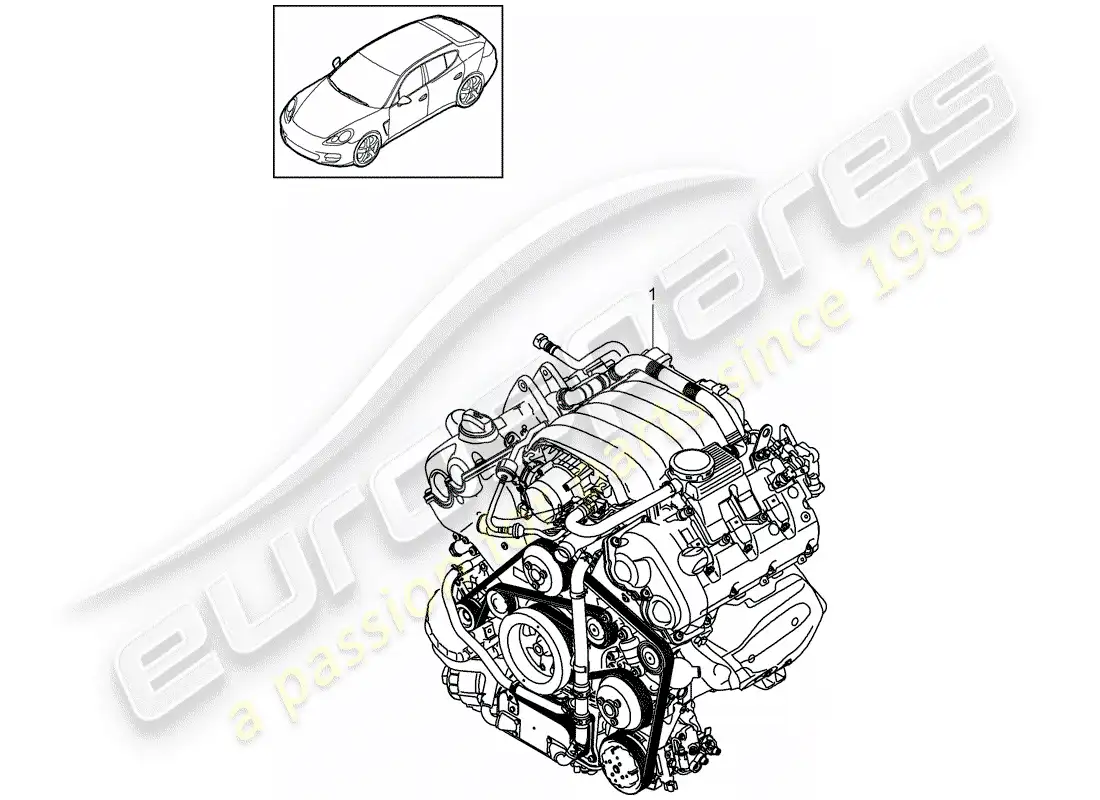 porsche 2012 (panamera 970) motor de repuesto diagrama de piezas