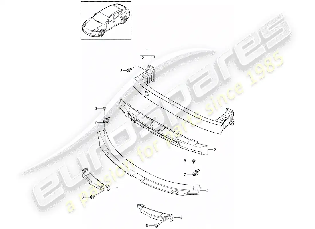 porsche 2012 (panamera 970) soporte de parachoques diagrama de piezas