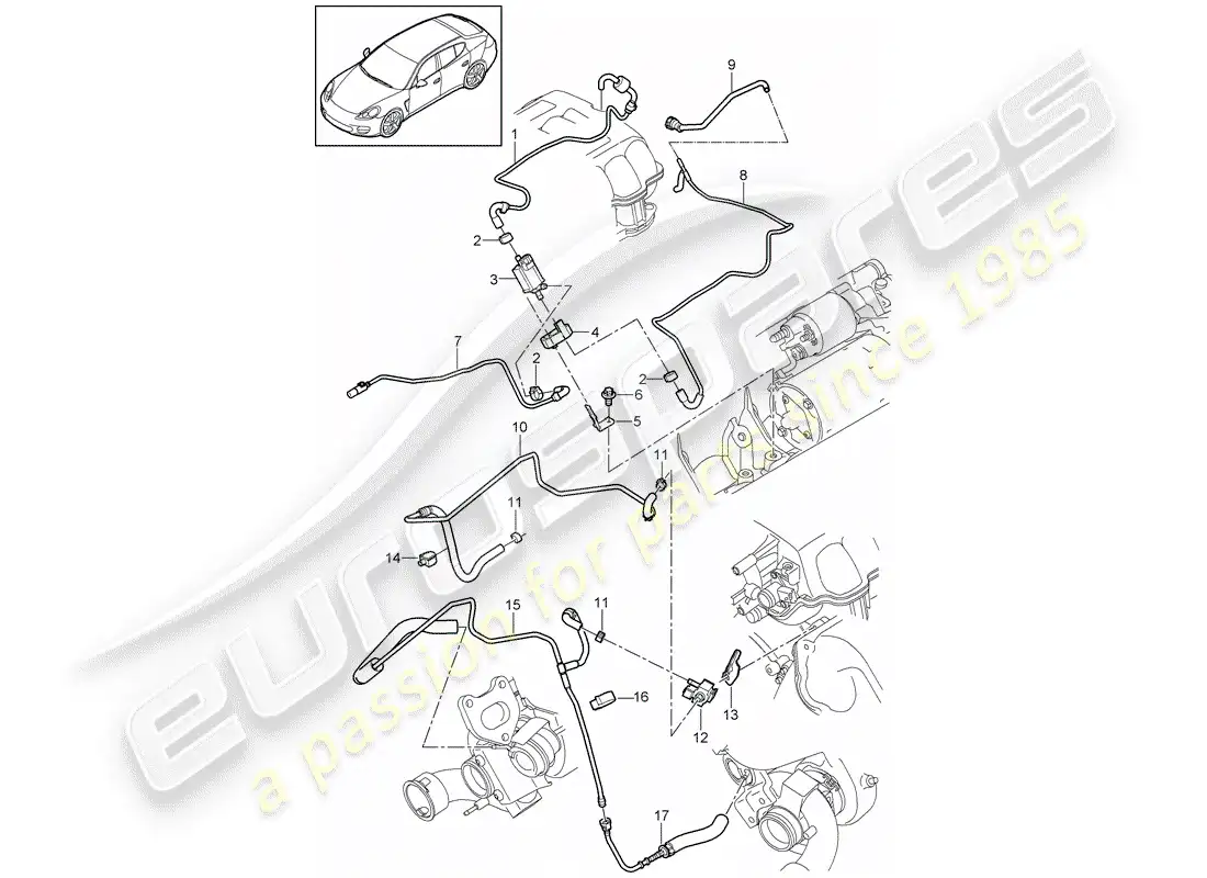 porsche 2013 (panamera 970) línea de control diagrama de piezas
