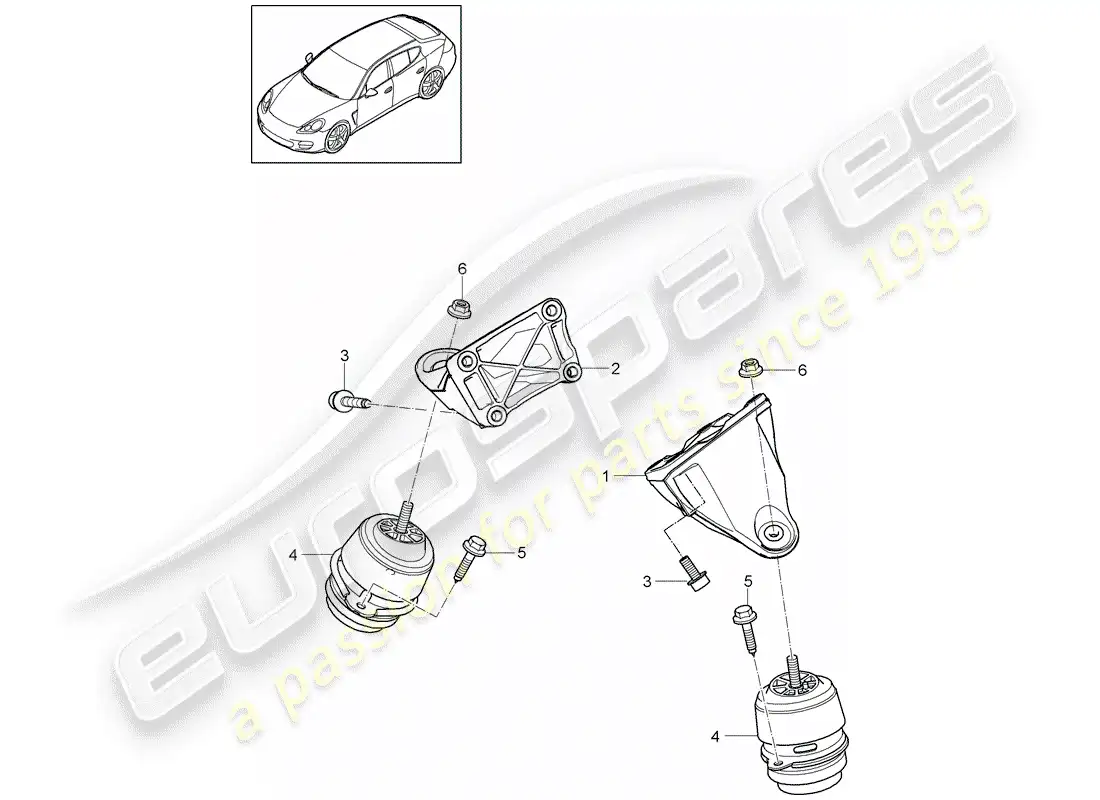 porsche 2013 (panamera 970) suspensión del motor diagrama de piezas