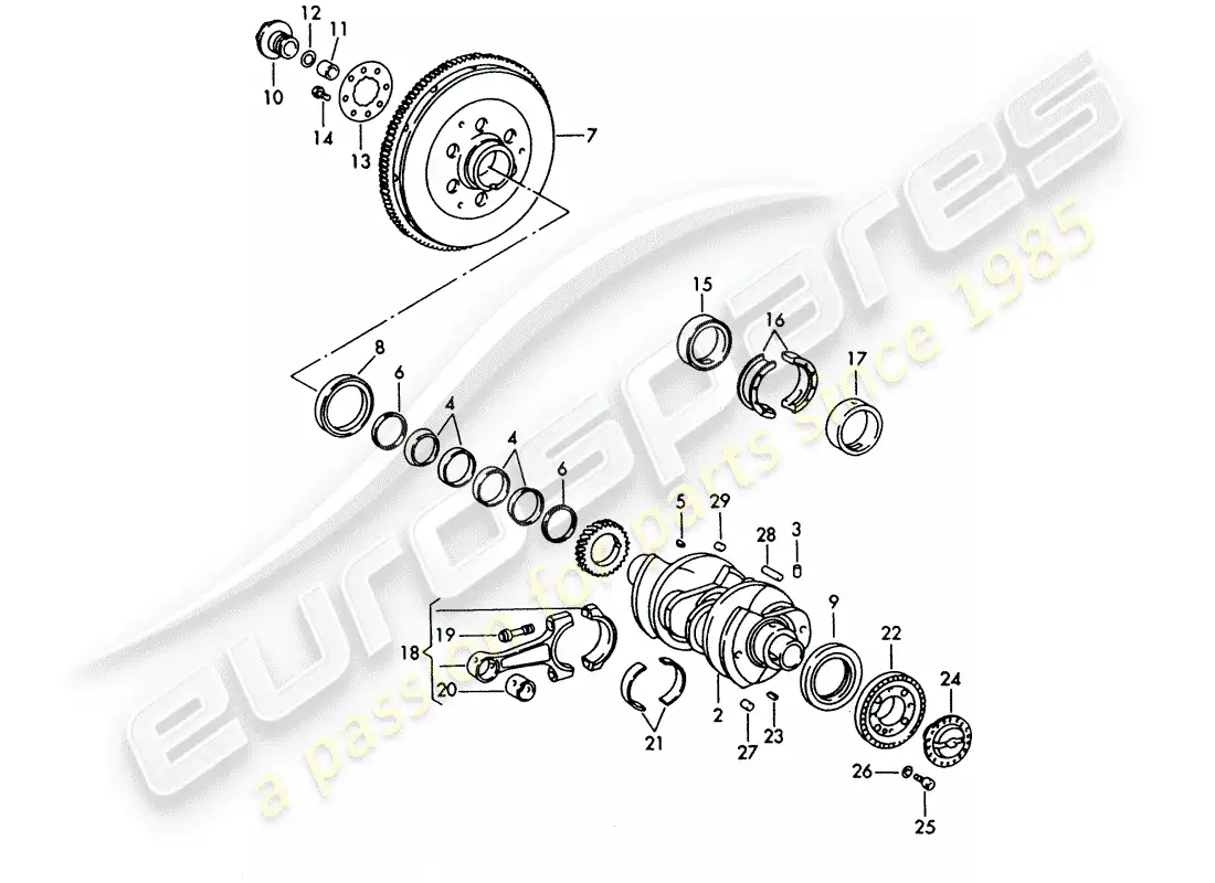 porsche 1964 (356b/356c) cigüeñal diagrama de piezas