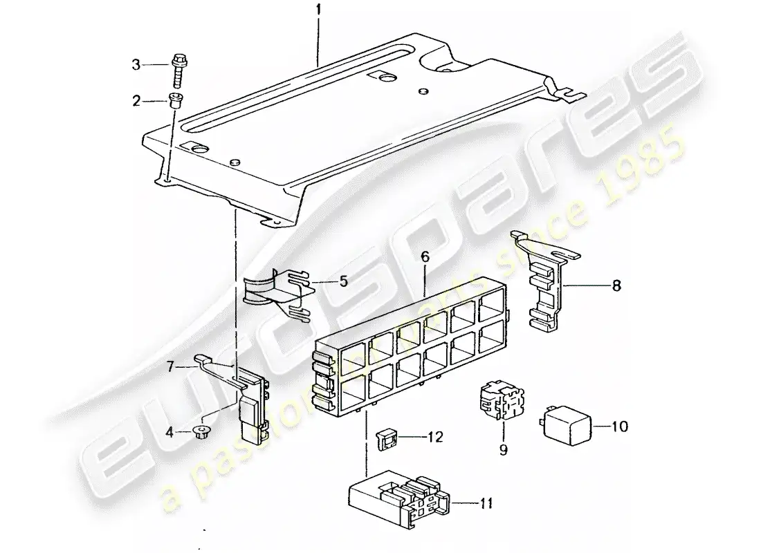 porsche 2004 (996 turbo / gt2) caja de fusibles/placa de relé - extremo trasero diagrama de piezas