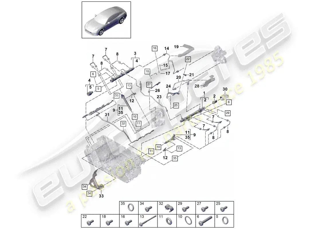porsche 2019 (panamera 971-1) tubo de recogida de combustible diagrama de piezas