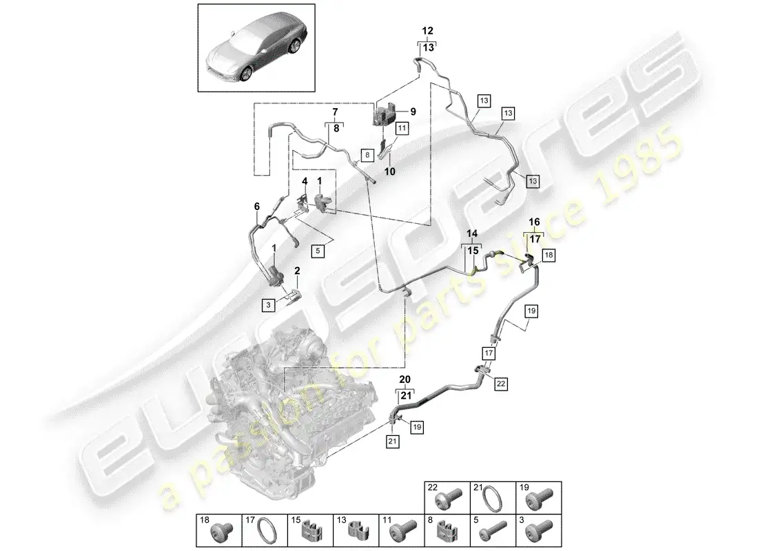 porsche 2019 (panamera 971-1) sistema de vacío diagrama de piezas