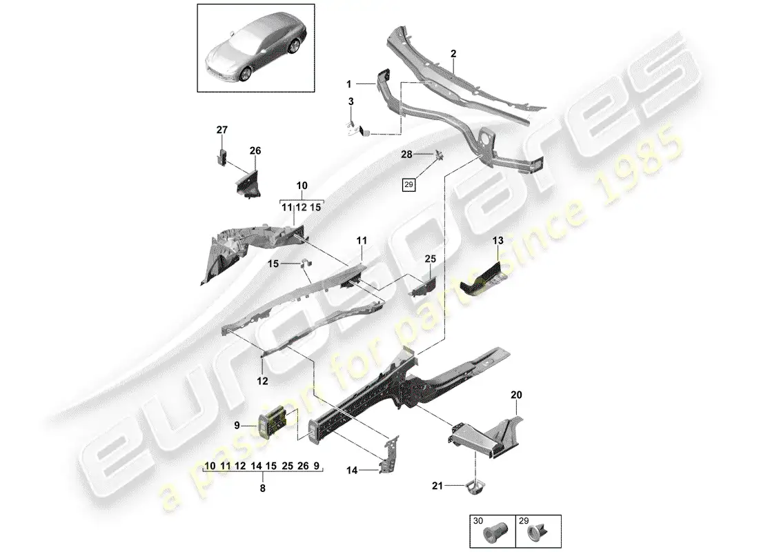 porsche 2020 (panamera 971-1) interfaz diagrama de piezas