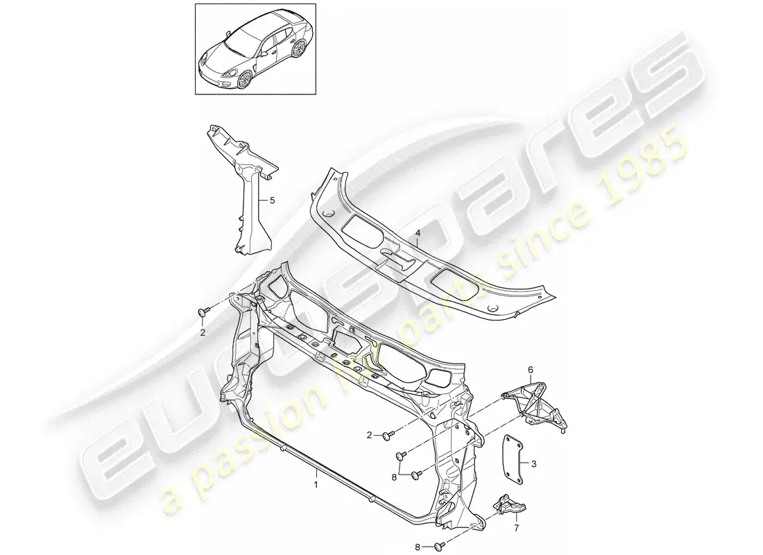porsche 2012 (panamera 970) diagrama de piezas del soporte