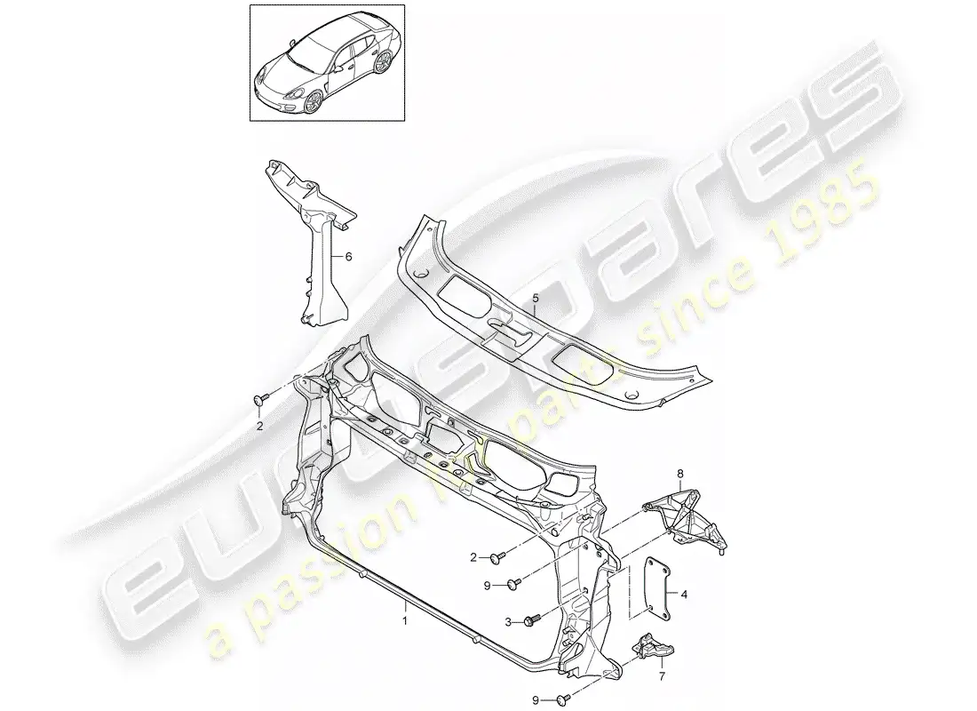 porsche 2012 (panamera 970) diagrama de piezas del soporte