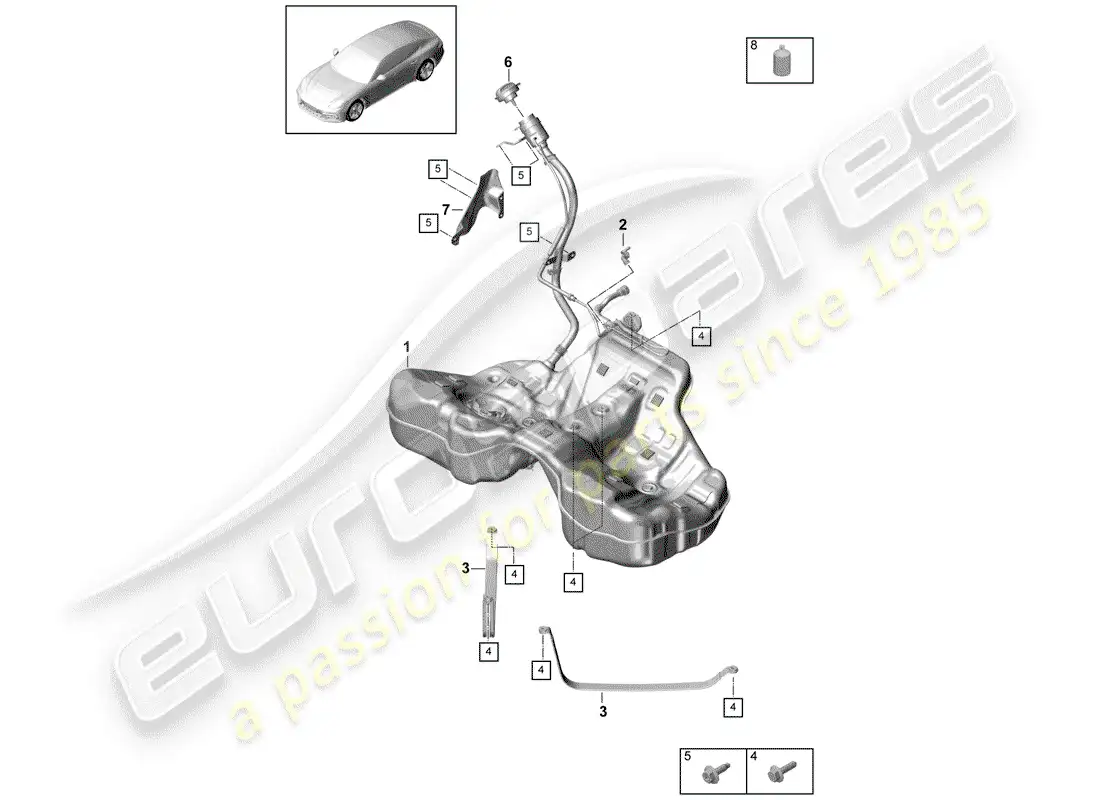 porsche 2019 (panamera 971-1) fuel tank with diagrama de piezas