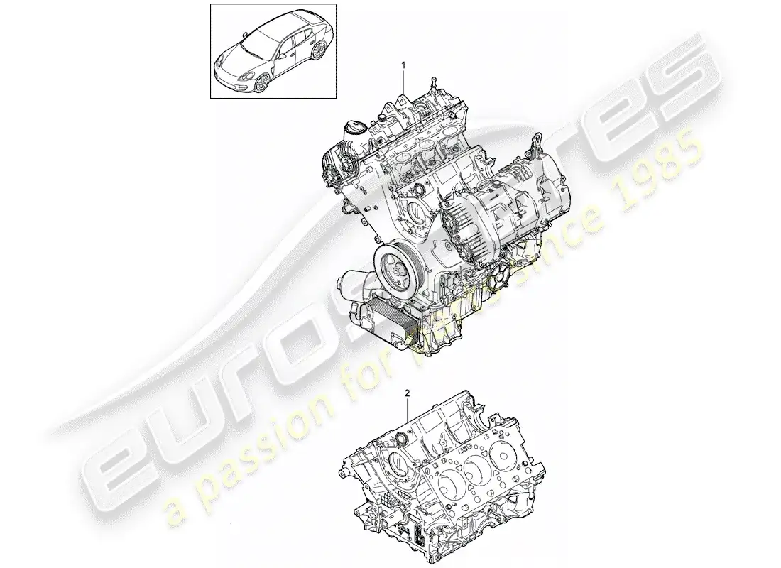 porsche 2013 (panamera 970) bloque largo diagrama de piezas