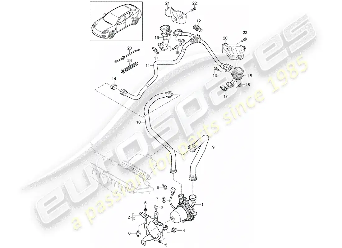 porsche 2013 (panamera 970) sistema de control de emisiones de escape diagrama de piezas