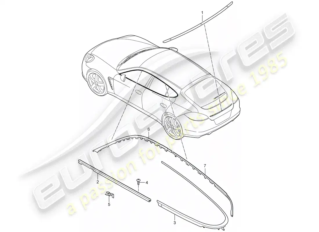 porsche 2013 (panamera 970) accesorios decorativos diagrama de piezas