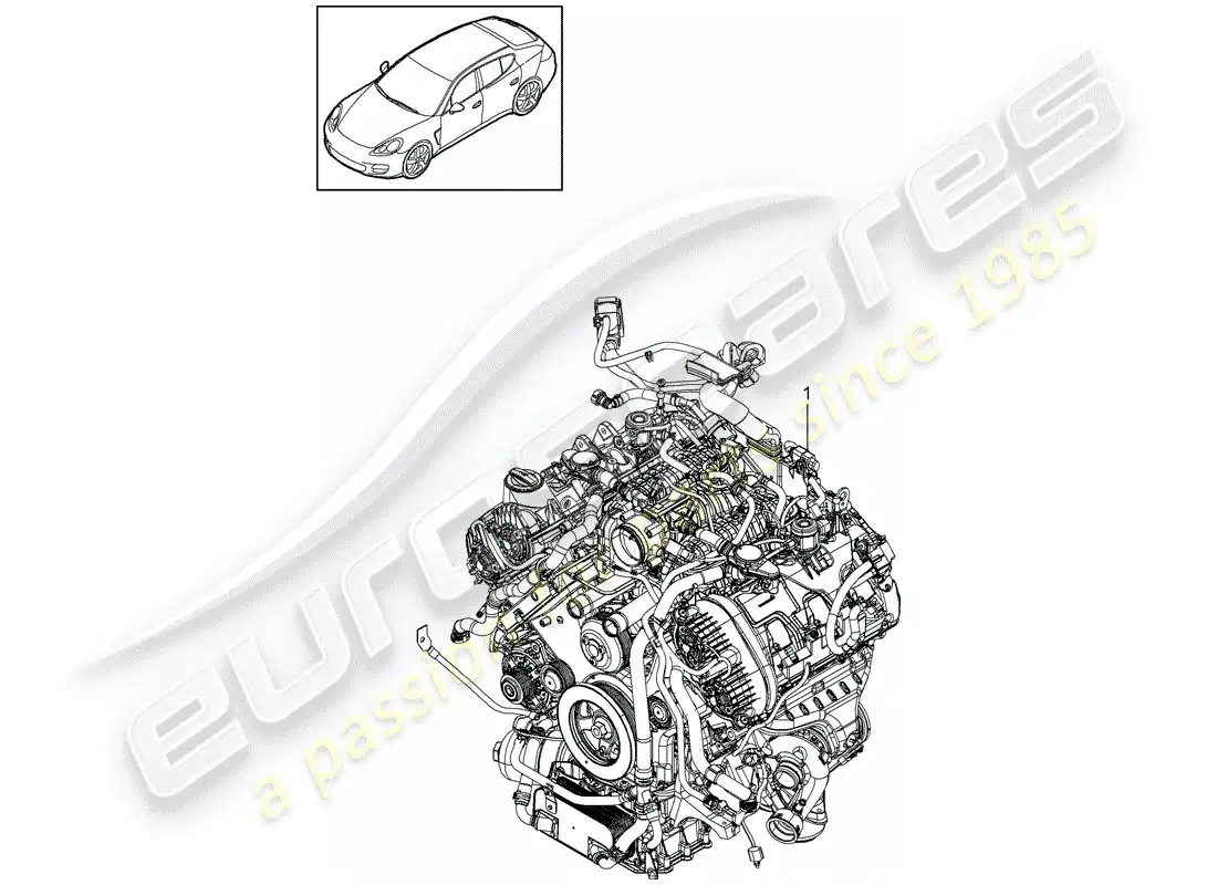porsche 2013 (panamera 970) motor de repuesto diagrama de piezas