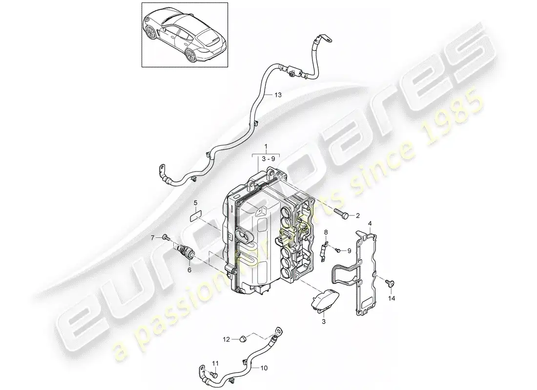 porsche 2012 (panamera 970) electrónica de potencia y control- diagrama de piezas
