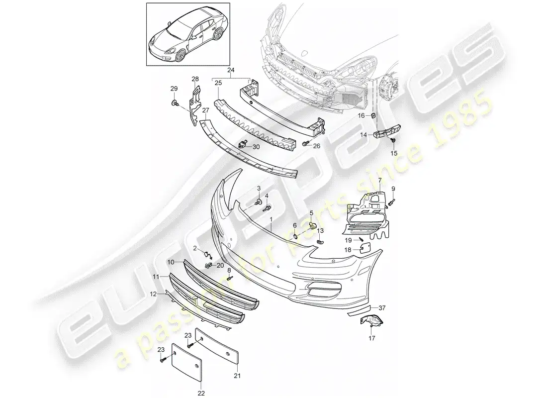 porsche 2013 (panamera 970) parachoque diagrama de piezas