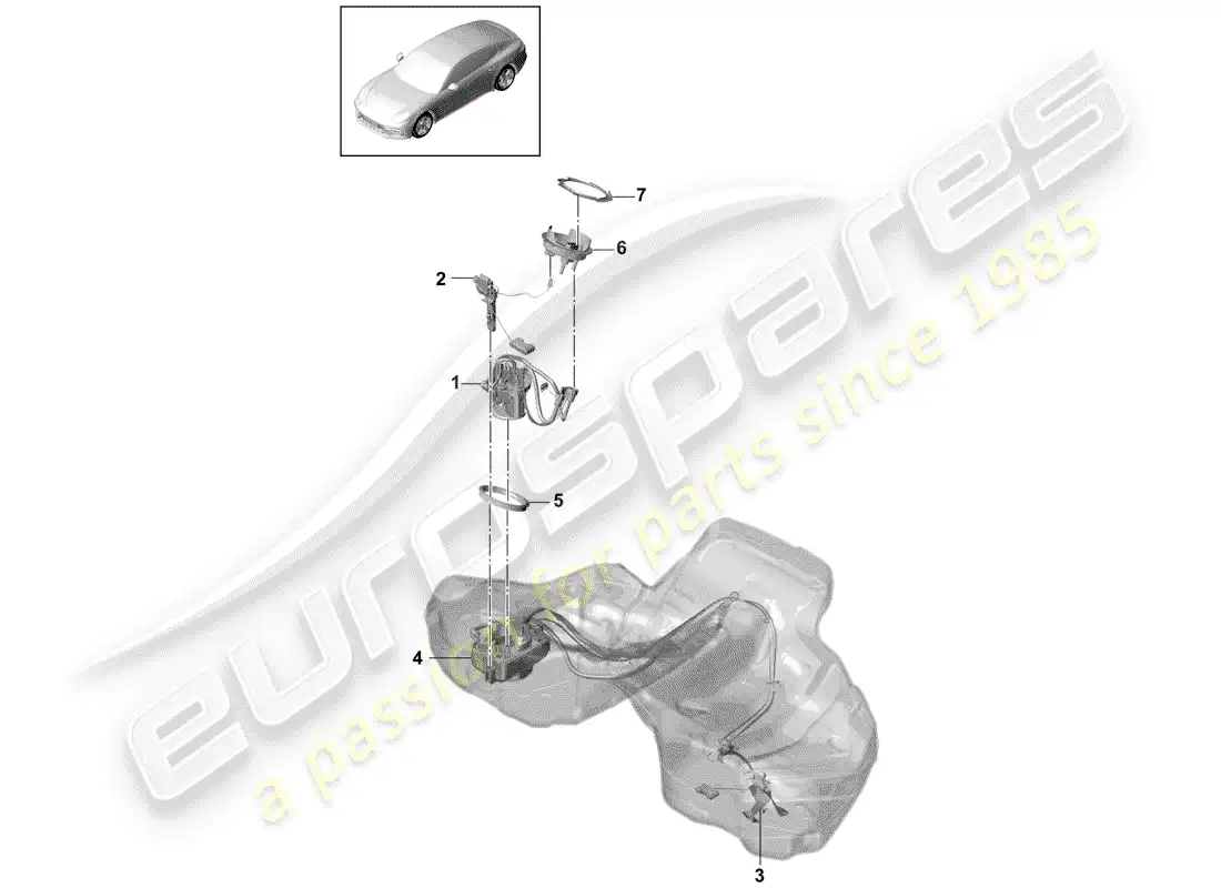 porsche 2019 (panamera 971-1) bomba de combustible diagrama de piezas