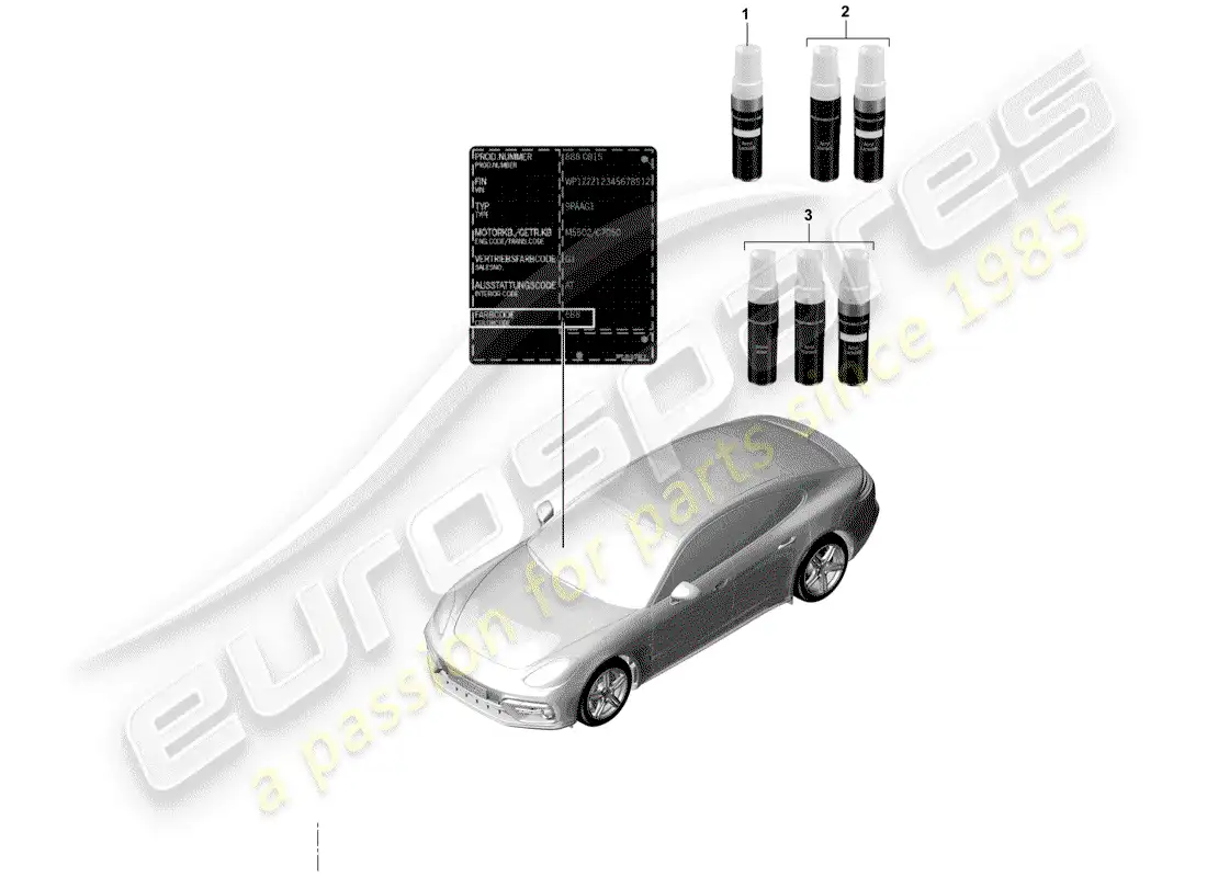 porsche 2017 (panamera 971-1) barra de retoque de pintura diagrama de piezas
