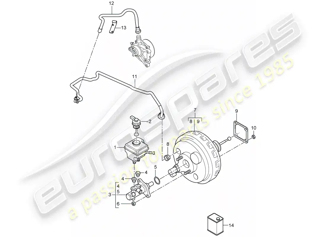 porsche 2007 (cayenne e1 9pa) cilindro maestro del freno diagrama de piezas