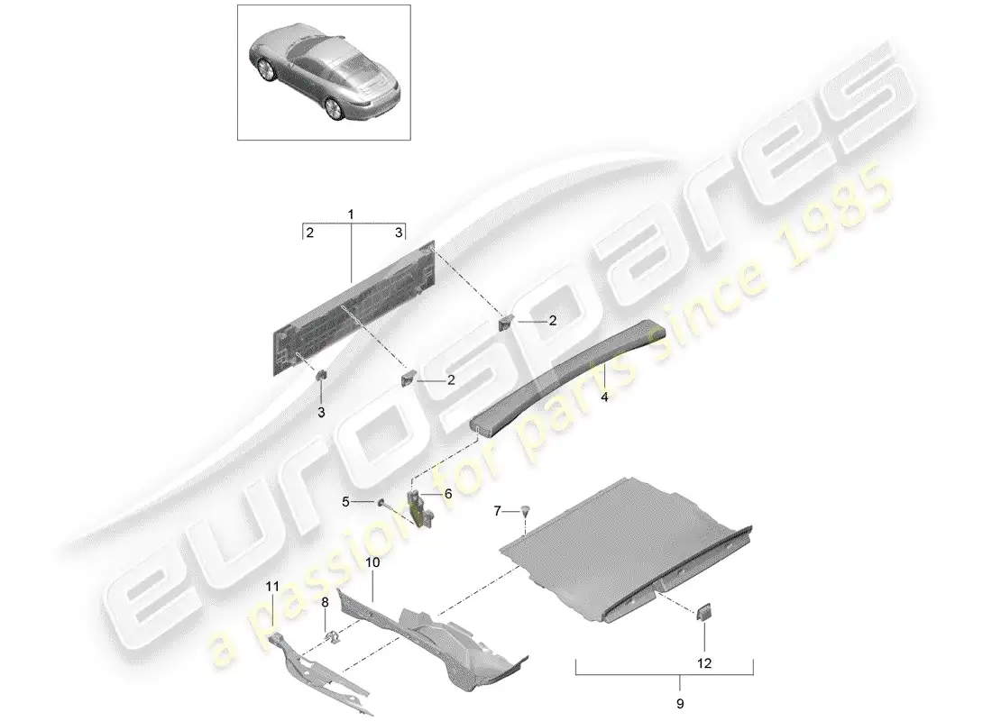 porsche 2015 (991-1) recubrimiento diagrama de piezas