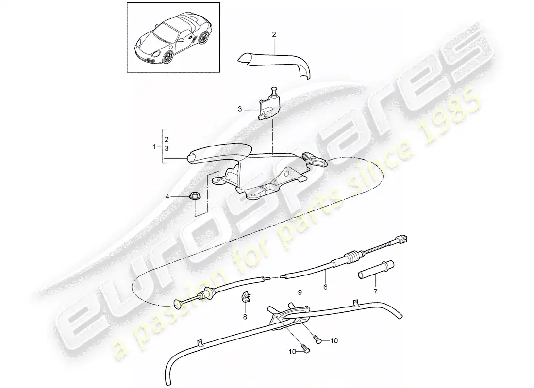 porsche 2009 (987 boxster) freno de mano diagrama de piezas