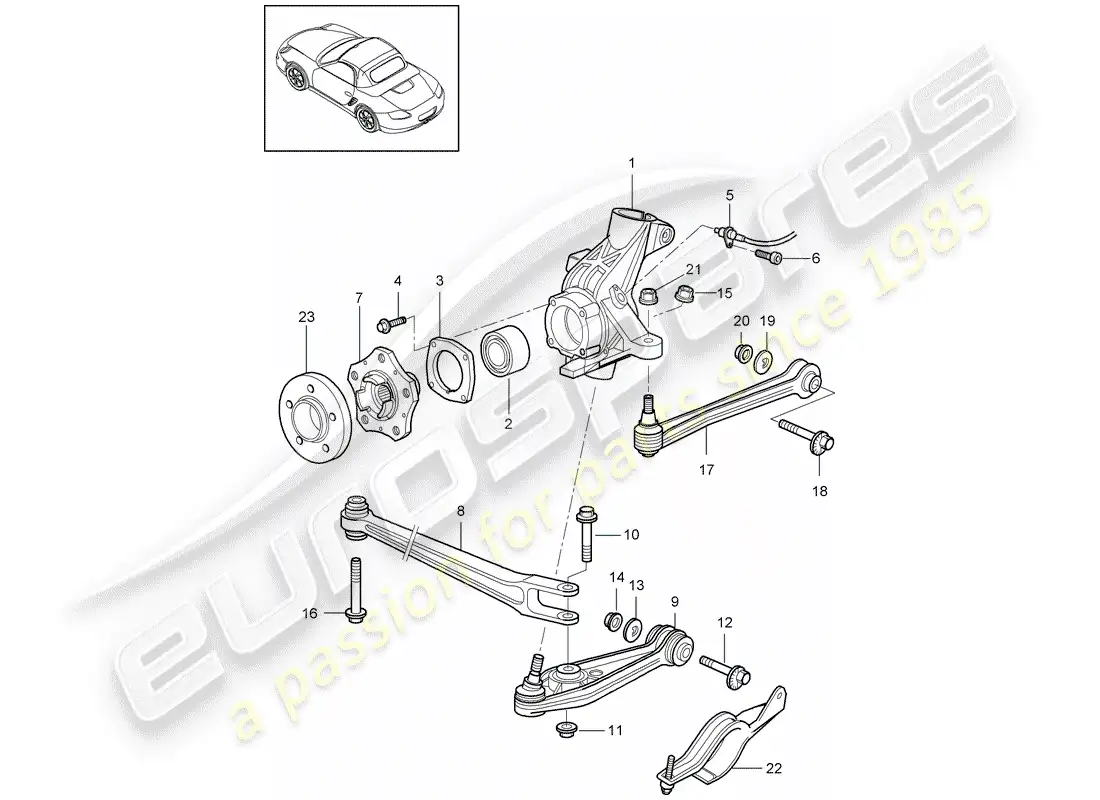 porsche 2011 (987 boxster) eje posterior diagrama de piezas