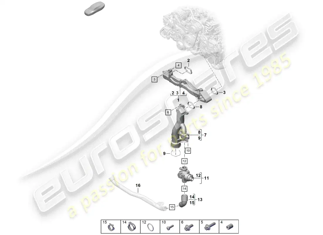 porsche 2019 (718 boxster spyder) submarco diagrama de piezas